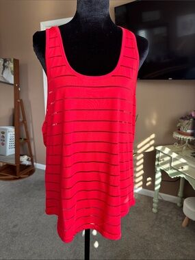 Red Striped Sleeveless Tank Top - Women